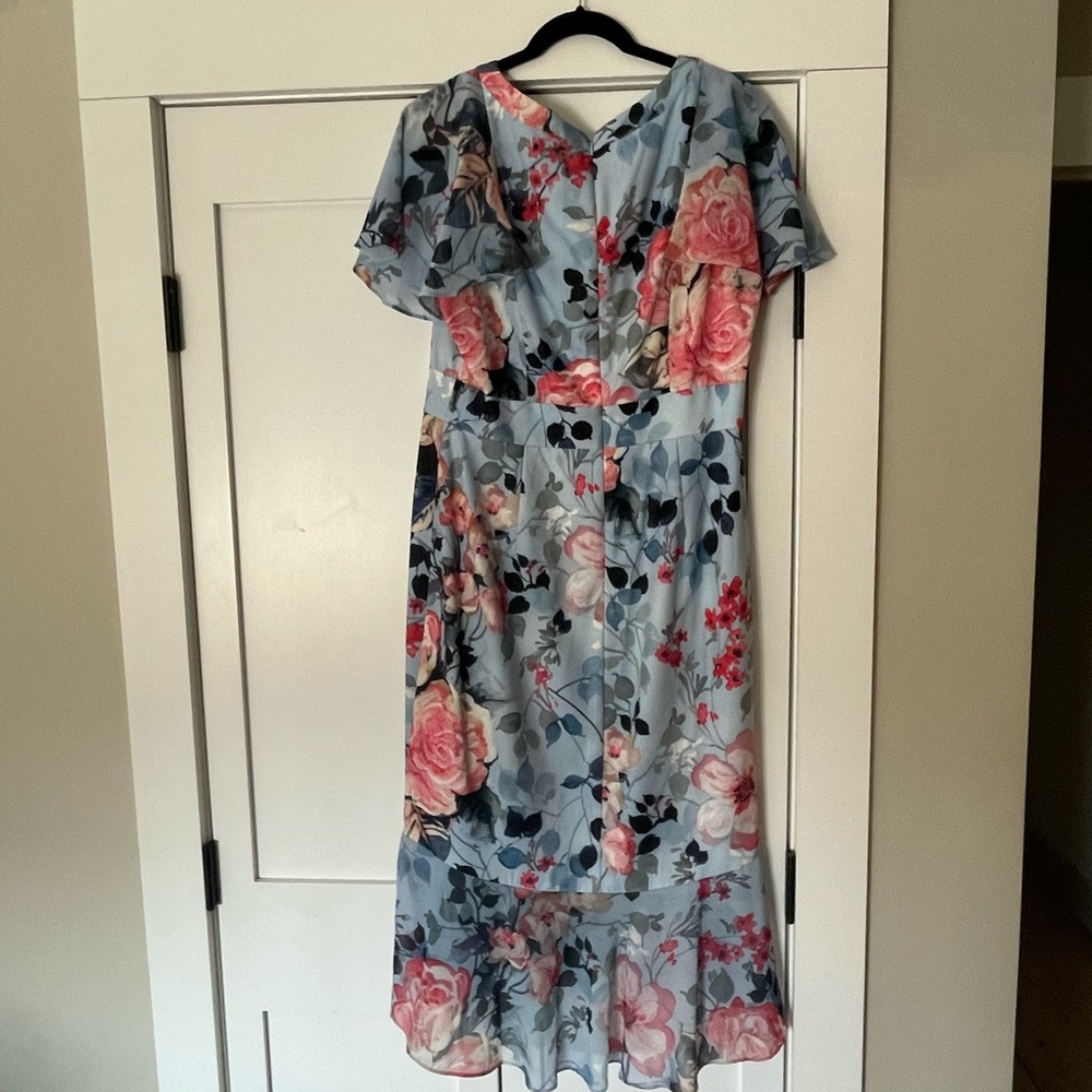 Adrianna Pappell Floral Blue and Pink Dress